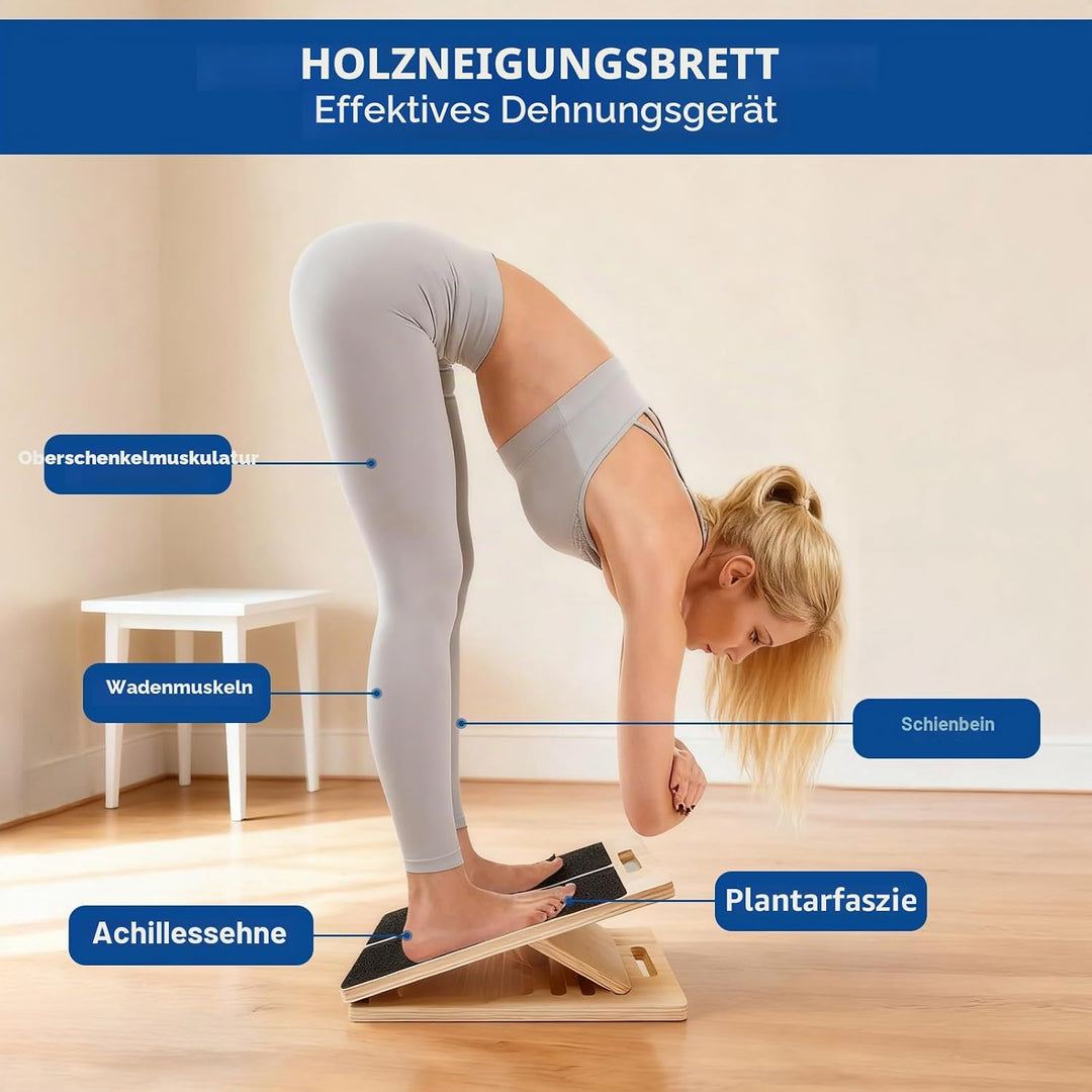 Professionelles Schrägbrett aus Holz, Tragbares Wadendehner Verstellbarer Mobility Board mit Tragegr