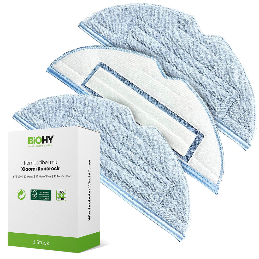 BiOHY Wischtücher Set (3er-Set) | kompatibel mit Roborock S8, S7, S7 +, MaxV Ultra, S7 Pro Ultra | W