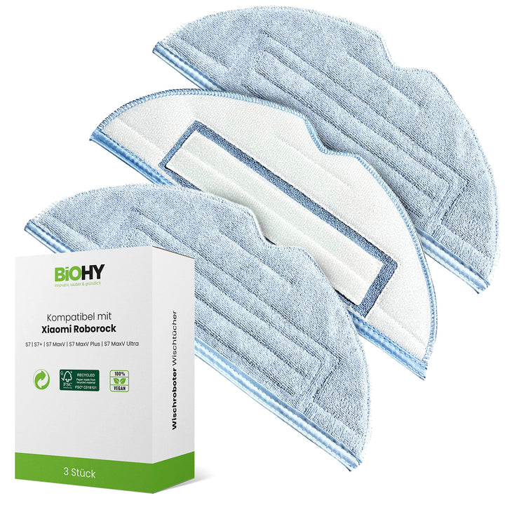 BiOHY Wischtücher Set (3er-Set) | kompatibel mit Roborock S8, S7, S7 +, MaxV Ultra, S7 Pro Ultra | W