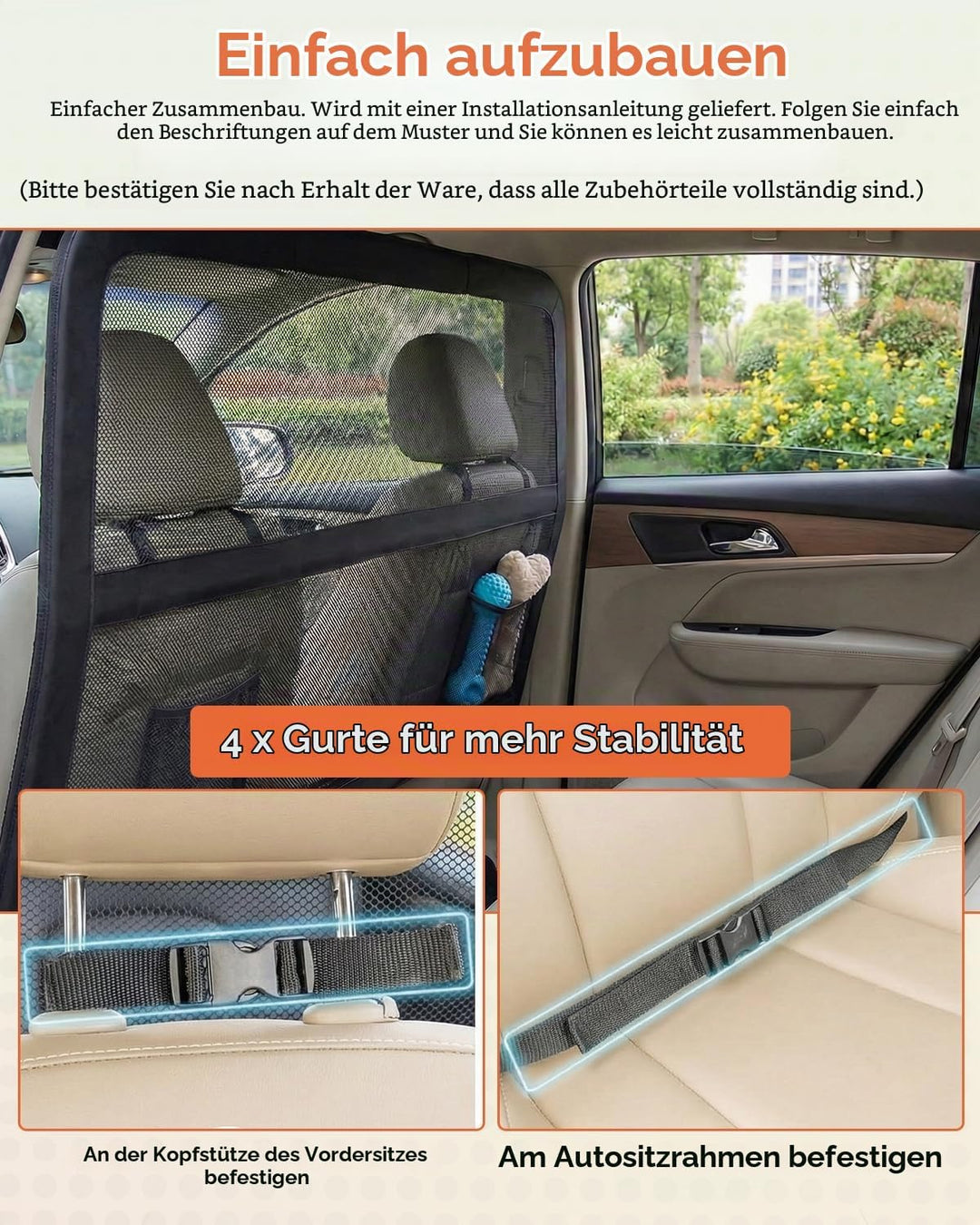 Hundeschutzgitter Hunde Autobarriere 127 cm, Schutznetz Barriere Trennnetz, universell passende Hund
