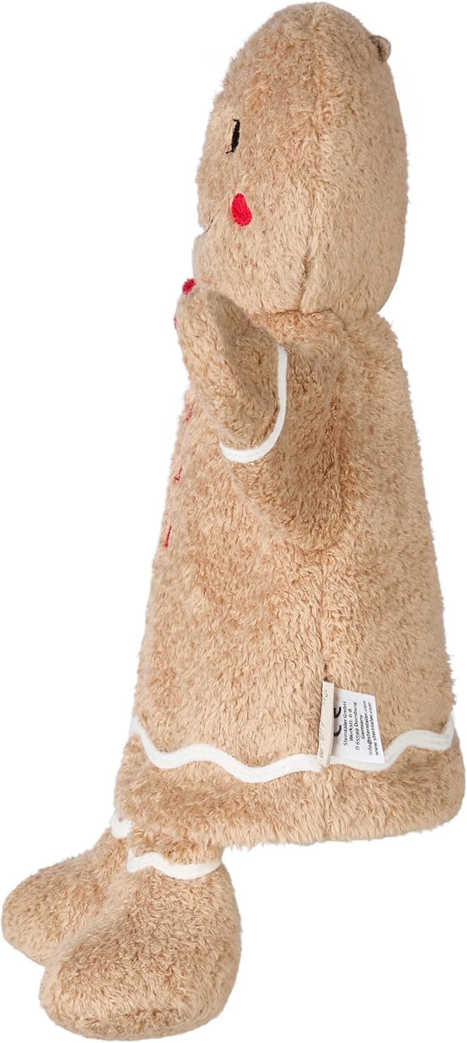 Sterntaler Handpuppe Lebkuchenmann, Kinder- und Babyspielzeug, weicher Flausch, süsse Schleife, watt