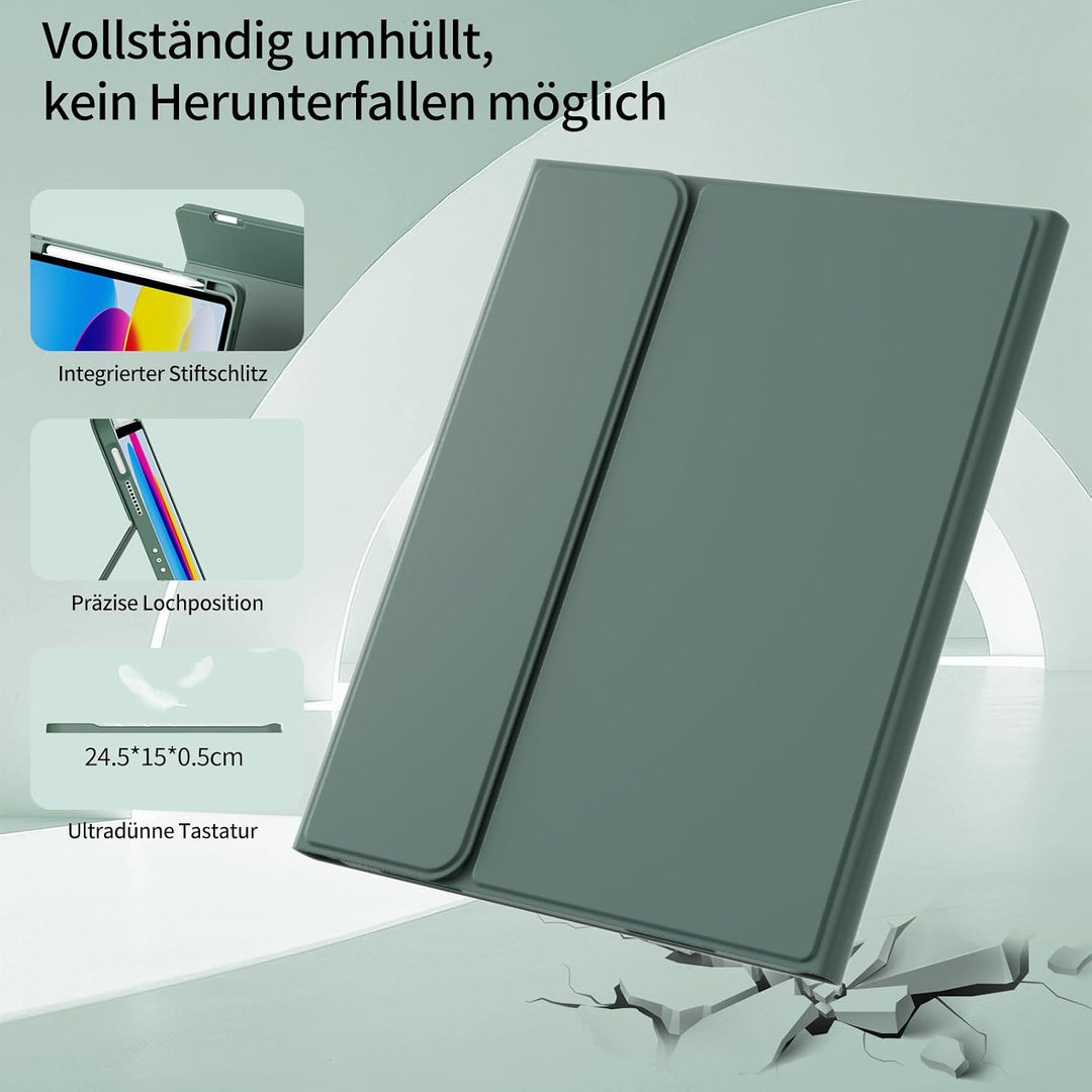 Hülle mit Tastatur für iPad A16 2025 / iPad 10. Generation 2022, RGB Bluetooth Magnetische Tastatur,
