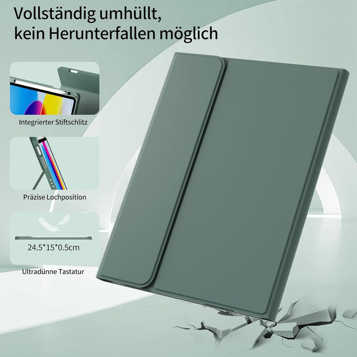 Hülle mit Tastatur für iPad A16 2025 / iPad 10. Generation 2022, RGB Bluetooth Magnetische Tastatur,