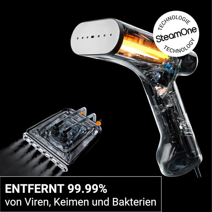 STEAMONE – Dampfglätter 2000 W, 28 g/min – Handbügeleisen – Fassungsvermögen 140 ml – Entfernt 99,99