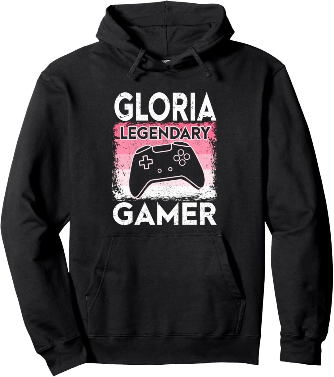 Gaming Personalisierter Name Gloria Legendary Gamer Girl Pullover Hoodie
