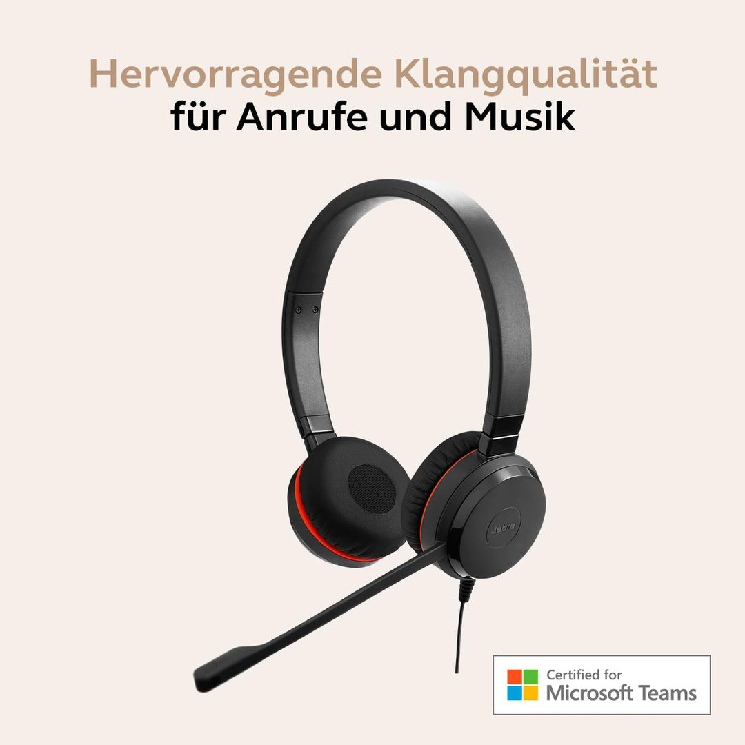 Jabra Evolve 20 SE Stereo Headset - Microsoft Zertifizierte Kopfhörer für VoIP Softphone mit passive