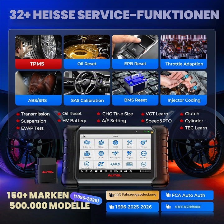 Autel MX808S-TS OBD2 Diagnosegerät: 2026 Neuestes TPMS Programmiergerät, Gleich wie MaxiCOM MK808S-T