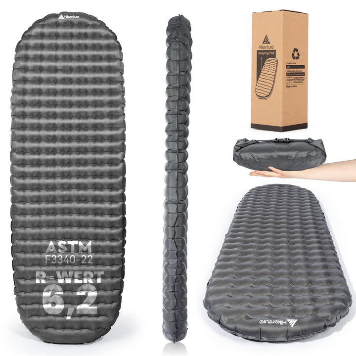 HIKENTURE 6,2 R-Wert Camping Isomatte Ultraleicht, 8 cm Dicke Aufblasbare Isomatte Camping Luftmatra