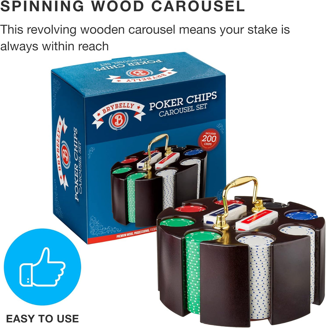 Brybelly Poker Chip Set in Holz Karussell, Fall, 11,5 GM