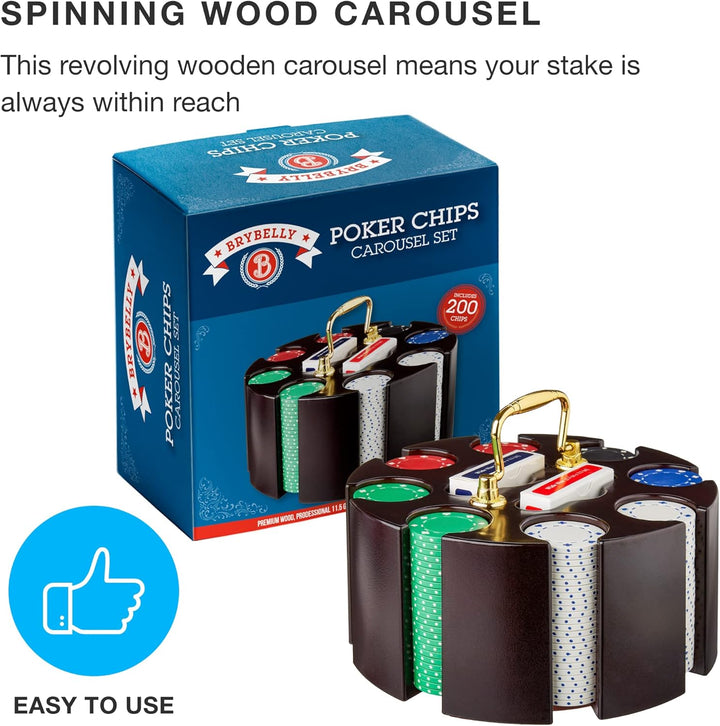 Brybelly Poker Chip Set in Holz Karussell, Fall, 11,5 GM