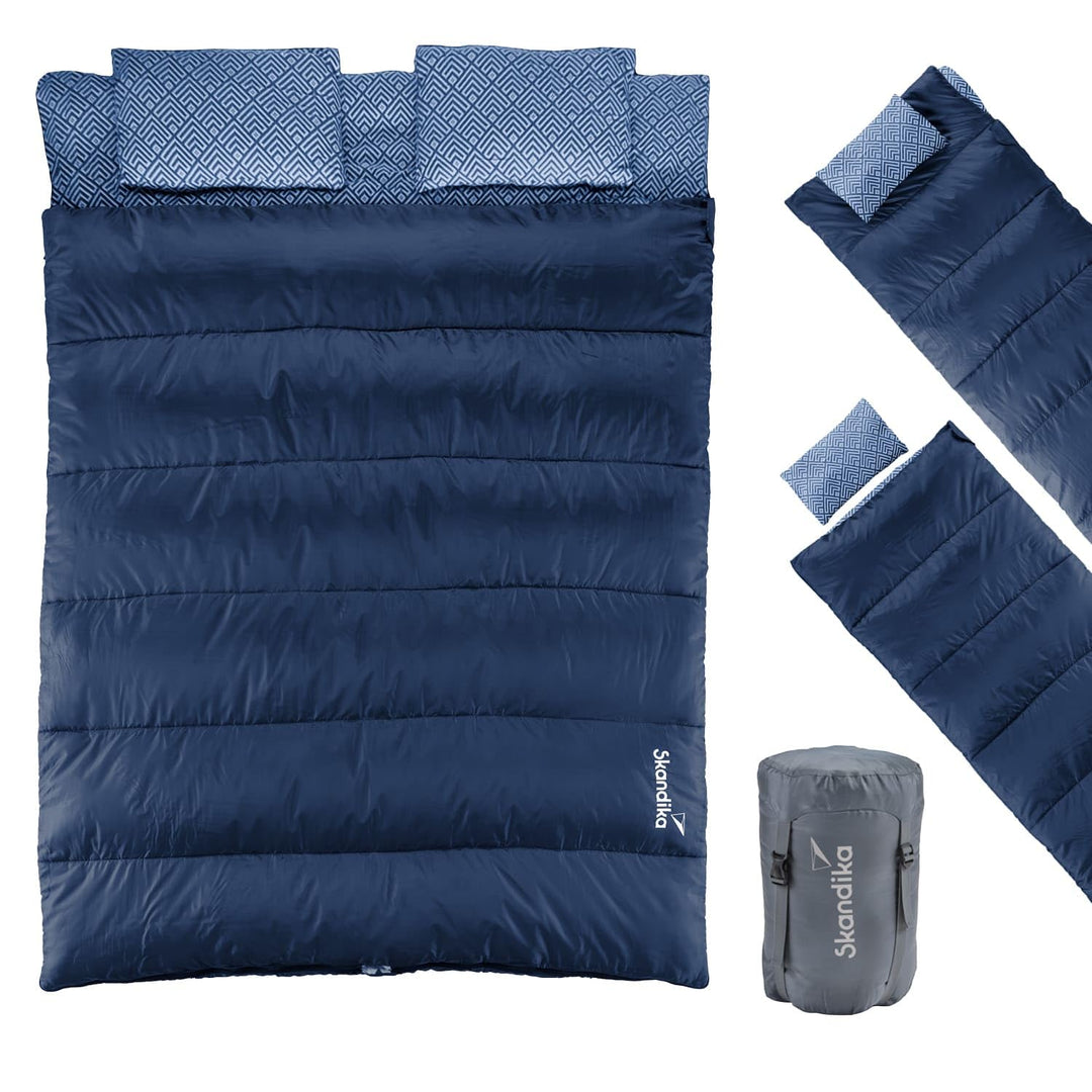 Skandika Doppelschlafsack Iceland Double | Schlafsack 2 Personen 3 Jahreszeiten, mit/ohne Flanell, B