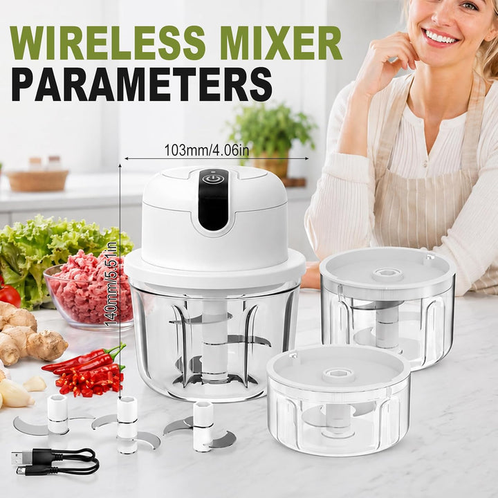 Elektrischer Küchenzerkleinerer, Knoblauch Zerkleinerer, USB-Aufladung, Gemüsezerkleinerer, Mini-Küc