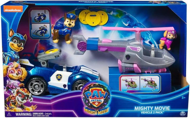 PAW PATROL The Movie 2er Set Fahrzeuge Filmhund Figuren Skye Chase 2er Pack Funkauto Hubschrauber