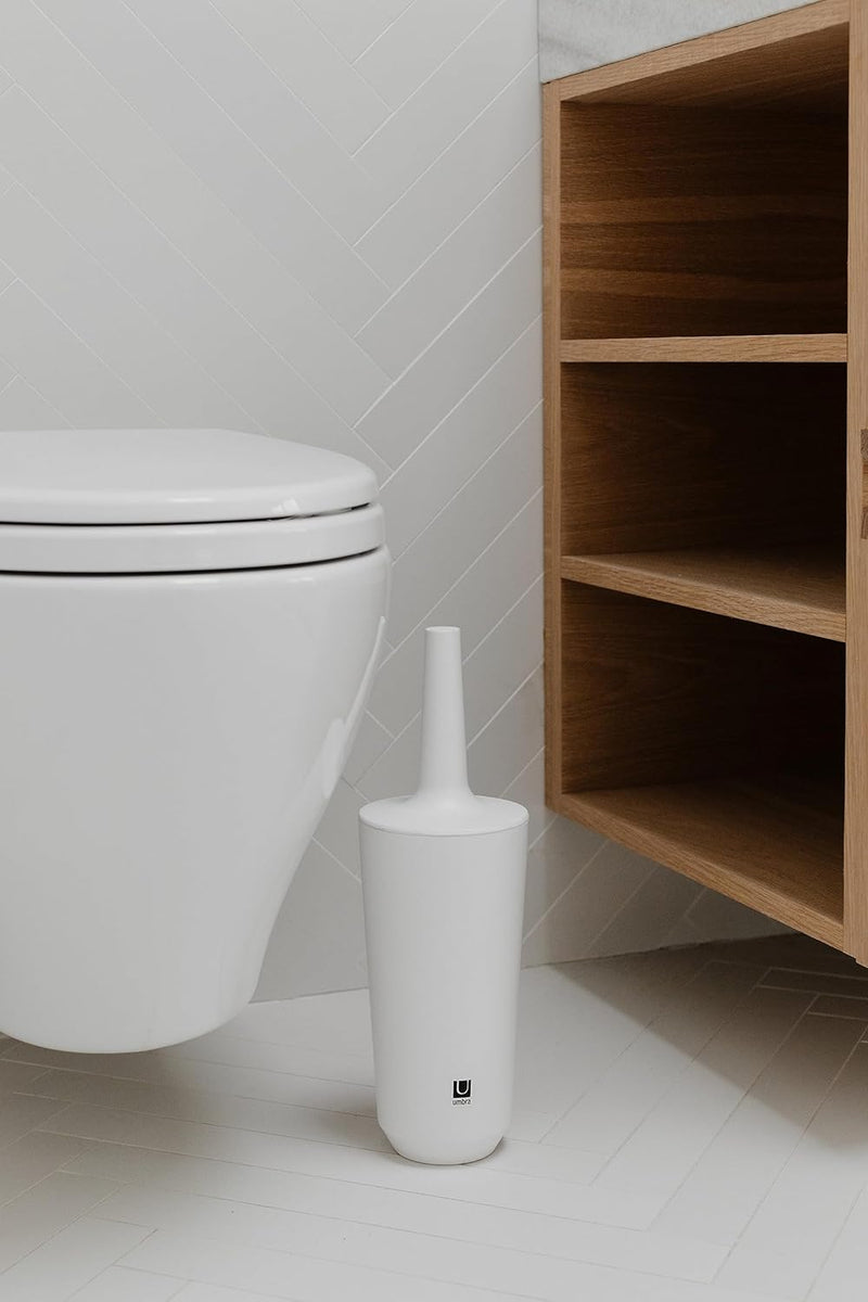 Umbra 1004478-660 Corsa Toilet Brush, WC-Büstenhalter aus Keramik, Weiss Toilettenbürstenhalter Weis