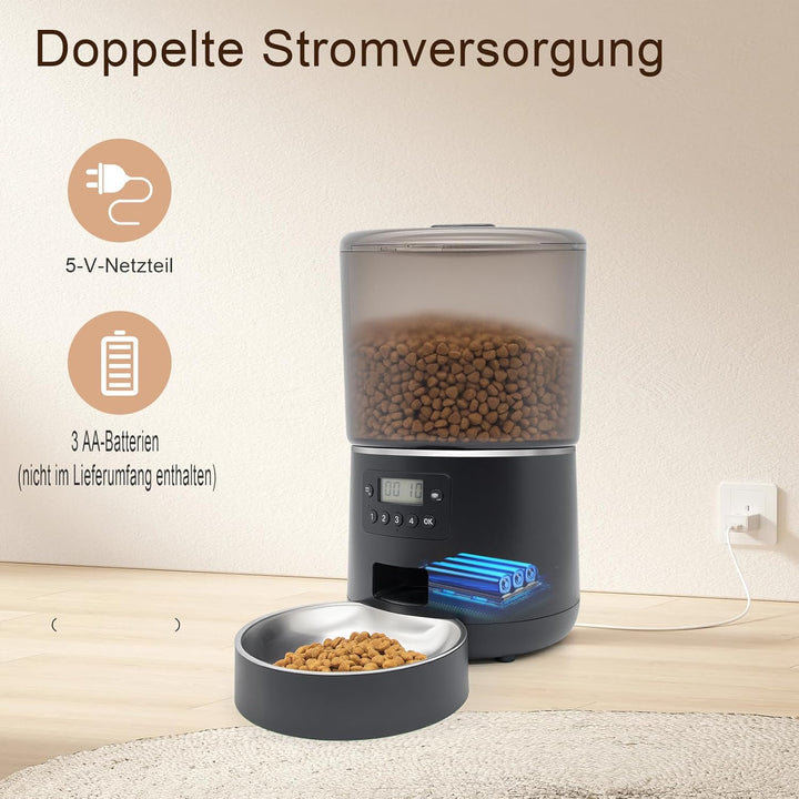 Futterautomat Katze, Automatischer Futterspender mit Timer – 4L grosses Fassungsvermögen, Programmie