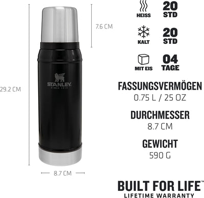 Stanley Classic Legendary Thermosflasche Edelstahl 750 ml - Thermos Hält 20 Stunden Heiss oder Kalt