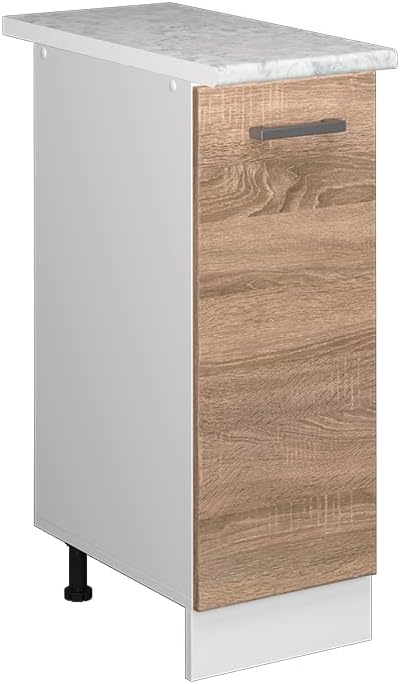 Vicco Apothekerschrank R-Line, Sonoma/Weiss, 30 cm mit Arbeitsplatte Sonoma Apothekerunterschrank 30