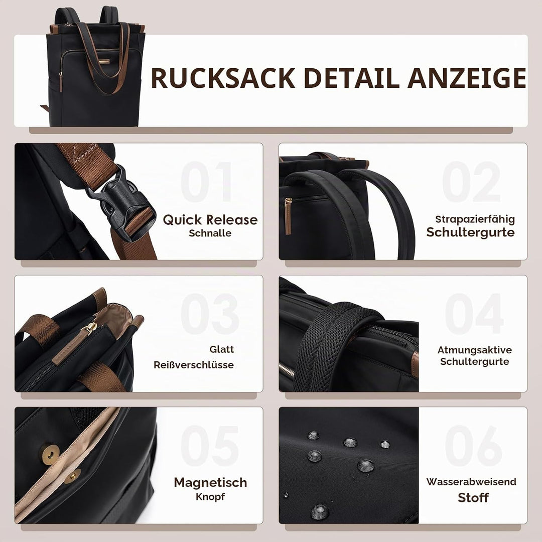GOLF SUPAGS Convertible Laptop-Rucksack für Frauen Casual Daypack Notebook Tote Bag für Arbeit Hochs