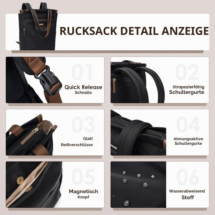 GOLF SUPAGS Convertible Laptop-Rucksack für Frauen Casual Daypack Notebook Tote Bag für Arbeit Hochs
