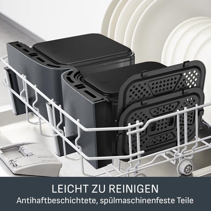 Tefal Dual Easy Fry XXL Heissluftfritteuse 11 L – Airfryer mit 2 Kammern (Doppelkammer), 7 Programme