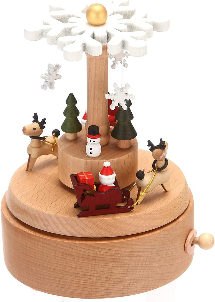 LONEEDY Holz Spieluhr Weihnachten Schneeflocke Dekoration Elch Custom Exklusives Spielzeug Geschenke