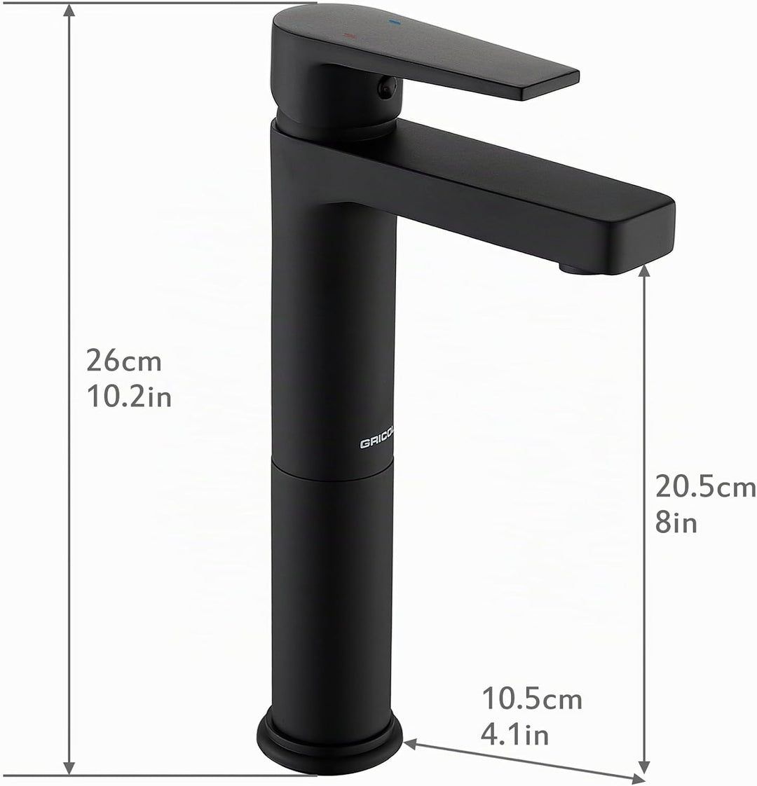 GRICOL Wasserhahn Bad Waschbecken Massives Messing Mischbatterie Einhebelmischer Badarmaturen Kaltwa