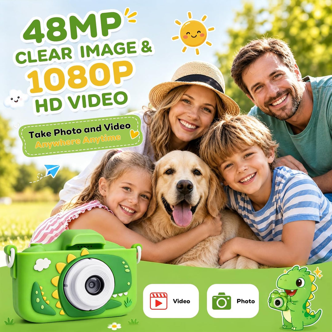 Kinderkamera Selfie DigitalKamera mit 64GB Karte, 48PM | 1080P HD Kinder Kamera &amp; 2,0-Zoll-Bildschir