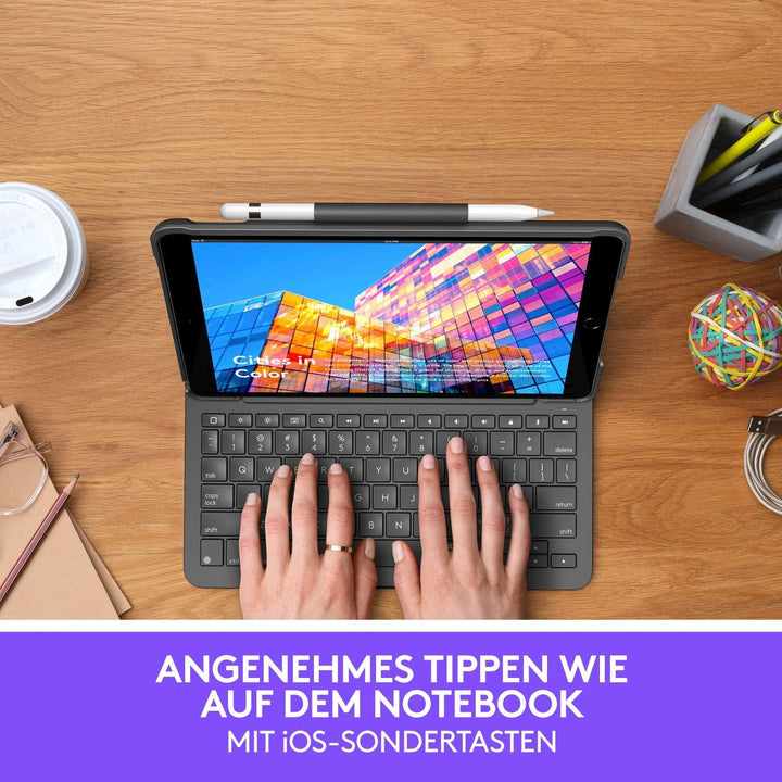 Logitech SLIM FOLIO iPad Air (3. Generation) Tastatur-Case mit integrierter kabelloser Tastatur (Mod