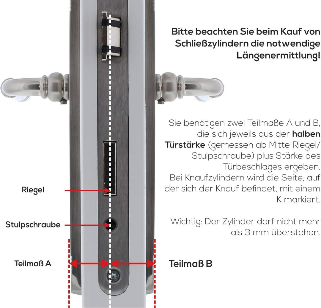 ToniTec Set aus ABUS Profilzylinder als Knaufzylinder EC550 Nachfertigung nach Code ohne Schlüssel G
