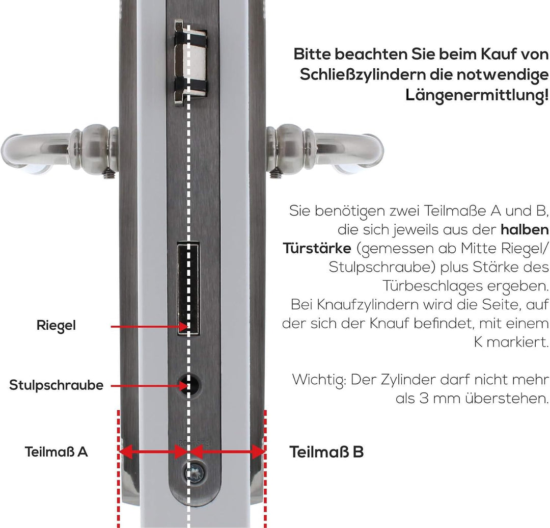 ToniTec Set aus ABUS Profilzylinder als Knaufzylinder EC550 Nachfertigung nach Code inkl. 3 Schlüsse