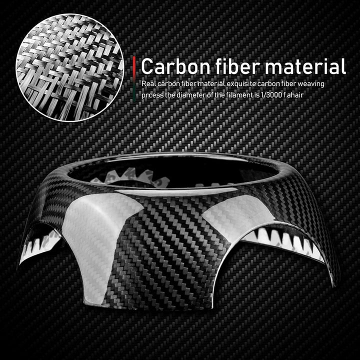 KUNGKIC Auto-Lenkrad-Airbag Abdeckung Aufkleber Kohlefaser für Mini Cooper Clubman R55 R56 R57 R58 R