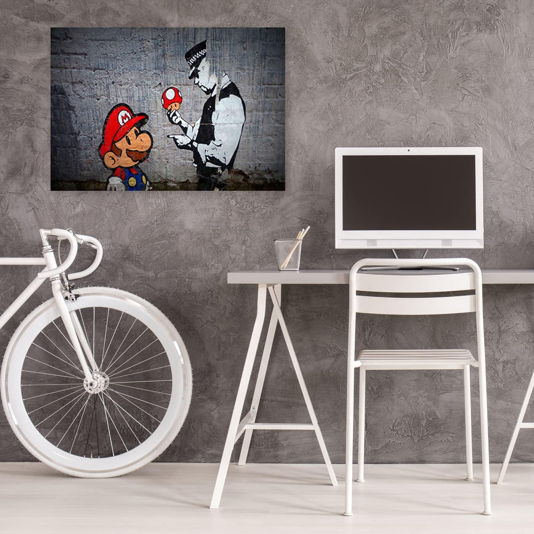 Feeby Bild auf Vlies Leinwand SuperMarioPilz 40x30 cm Kunstdruck Modern Wandbilder Deko Flur Wohnzim