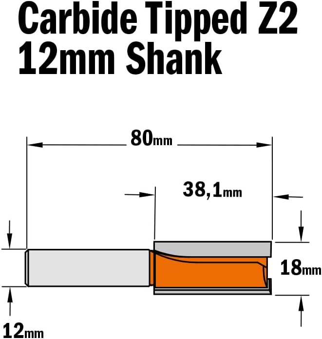 CMT Orange Tools 912.681.11 – Fräser Gerade HM S 12 D 18 x 38