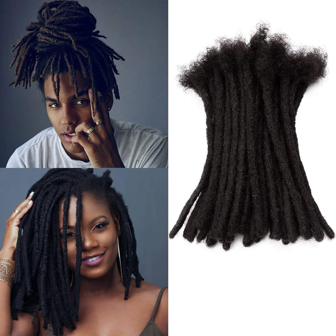 TAOYEMY Dresdlock Extension 8 inch 100% Human Hair Afro Kinky 30 Strands Dreadlock Extensions for Ma