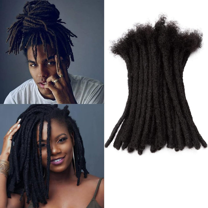 TAOYEMY Dresdlock Extension 8 inch 100% Human Hair Afro Kinky 30 Strands Dreadlock Extensions for Ma