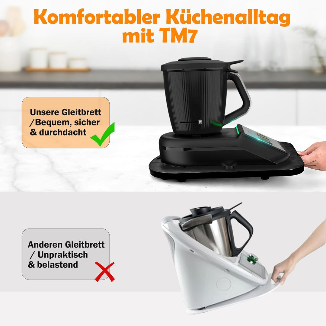 Gleitbrett für Thermomix TM7, Brett mit Rollen für Vorwerk Thermomix TM7 zubehör, Leicht Gleitendes