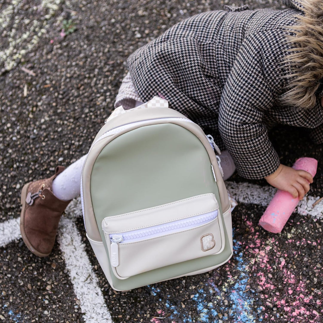 BEABA, Kindergarten-Rucksack Faro, Kinder-Tagesrucksack, 2 Fächer, Namensetikett, Gummi-Effekt, gros