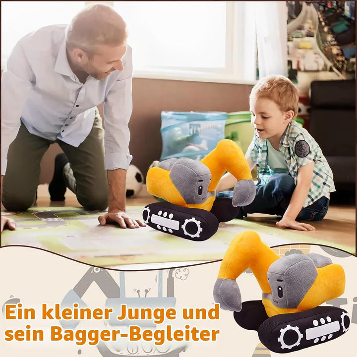 Süsses Bagger Kuscheltier für Kinder – 26x23cm Plüsch Bagger Spielzeug mit realistischem Design, wei