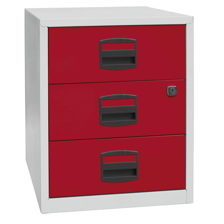 Bisley Home mobiler Beistellschrank PFA, 3 Universalschubladen, Metall, 506 Korpus Lichtgrau, Fronte