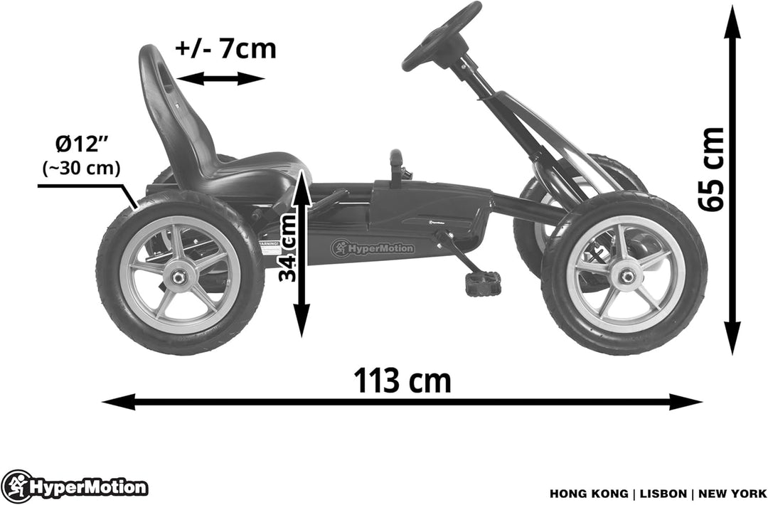 HyperMotion Go-Kart Tretfahrzeug - Kinderfahrzeug ab 5 Jahren - Verstellbarer Sitz mit Doppelhandbre