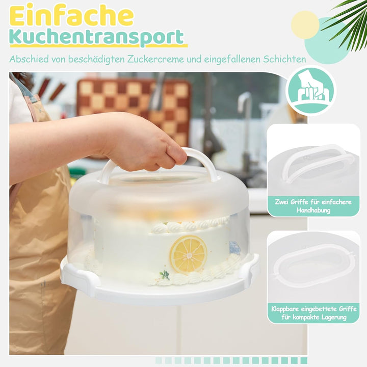 Ohuhu Kuchen Transportbox, Torten Transportbox mit Deckeln und Tragegriff, Tragbarer Tortentransport