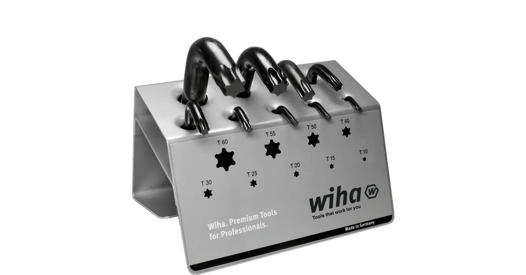 Wiha Stiftschlüssel Set TORX® 9-tlg. kurz, brüniert im Werkbankständer (01326), 9-tlg. kurz, brünier