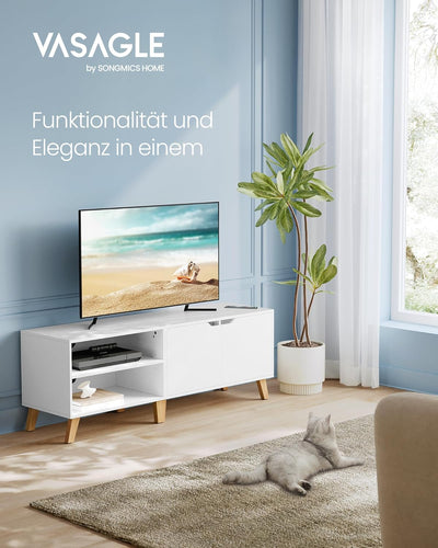 VASAGLE TV-Schrank, Fernsehtisch mit 2 Türen, 140 cm lang, TV-Regal für Fernseher bis zu 60 Zoll, ve