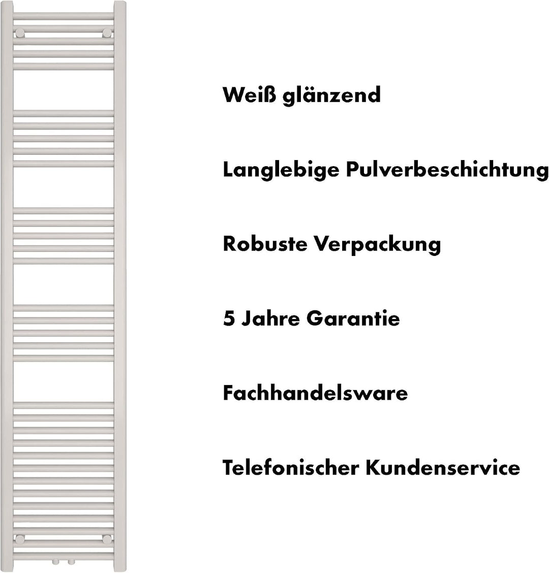 SHV Badheizkörper mit Mittelanschluss in weiss | Heizkörper für Badezimmer, Handtuchhalter für Wand