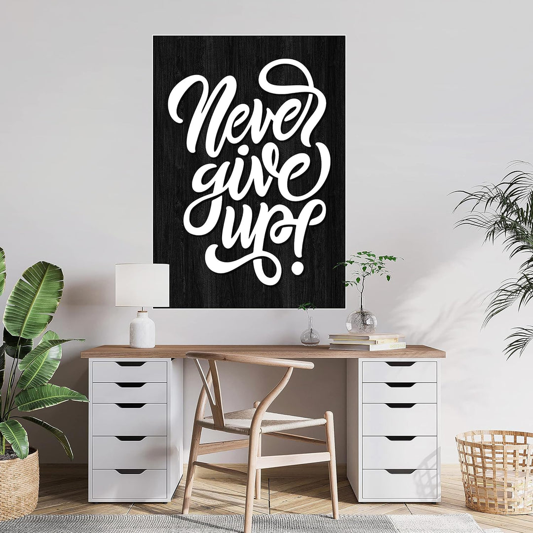 wandmotiv24 Poster als Wanddeko, Grösse Din A0, Never give up, Holz, Funky, Moderne Wanddeko, Wandbi