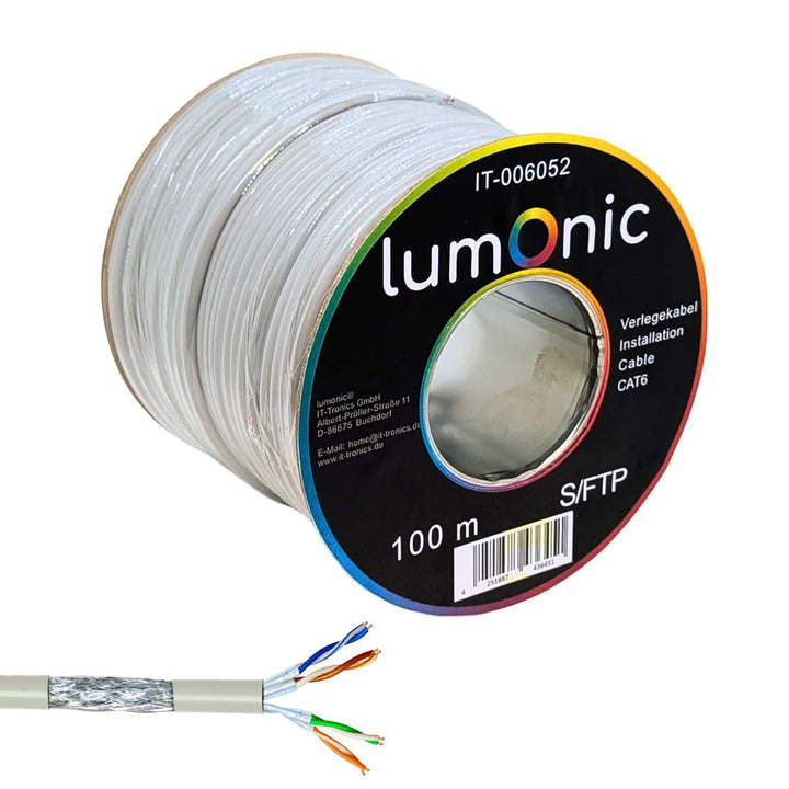 Lumonic 100m Netzwerkkabel CAT 6 S/FTP PIMF I Cat6-kabel, Gigabit LAN Kabel, Ethernet Kabel I Flexib