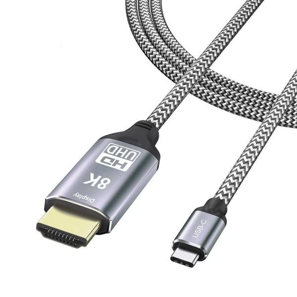 System-S USB4 Kabel 180 cm Typ C Stecker zu HDMI 2.0 Stecker 40 Gbit/s USB 4.0 geflochten