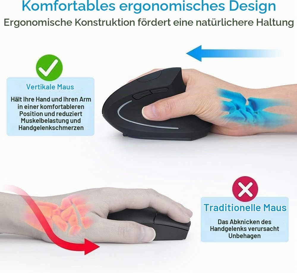 2.4G Wireless Vertikale Ergonomische, Wiederaufladbar, Optische Maus Vertical Ergonomic Optical Mous