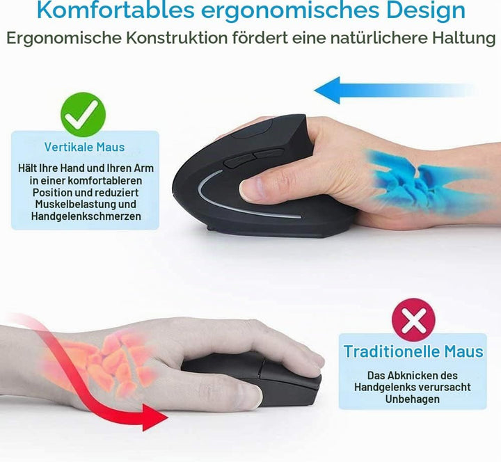 2.4G Wireless Vertikale Ergonomische, Wiederaufladbar, Optische Maus Vertical Ergonomic Optical Mous