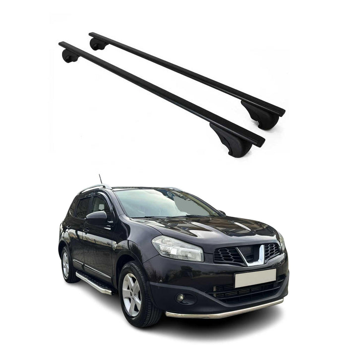 Dachträger Gepäckträger Kompatibel mit Nissan Qashqai J10 2007-2014 2 TLG Schwarz, Schwarz